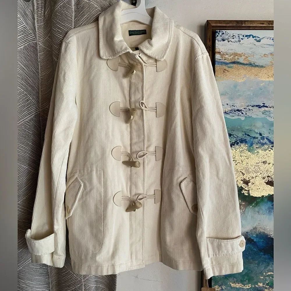 Vintage Ralph Lauren Jacket Rare womens corduroy Ivory Horn Buttons Sz L NWT